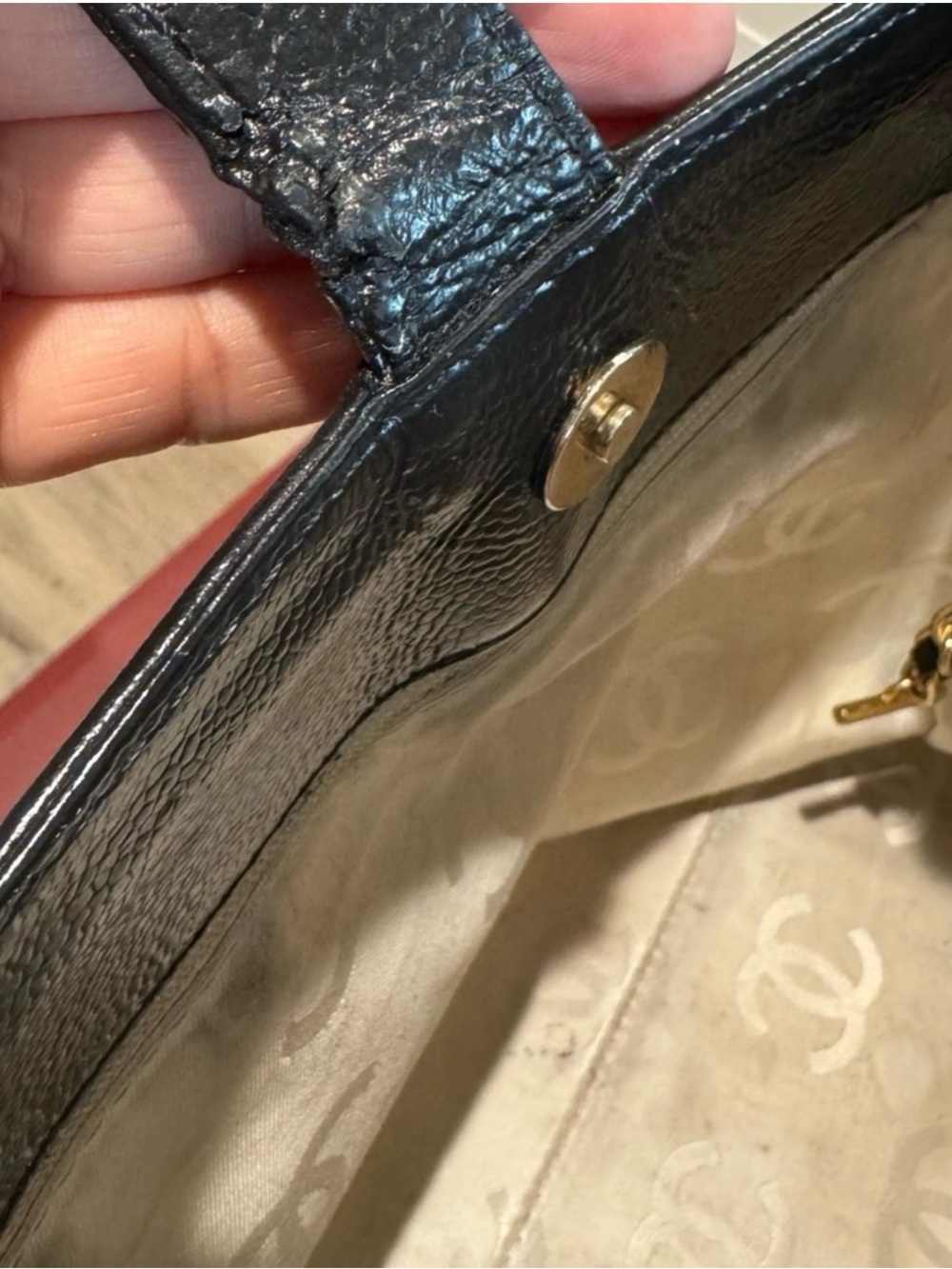 Authentic- Chanel Tote with gold chain - Picture 7 of 16